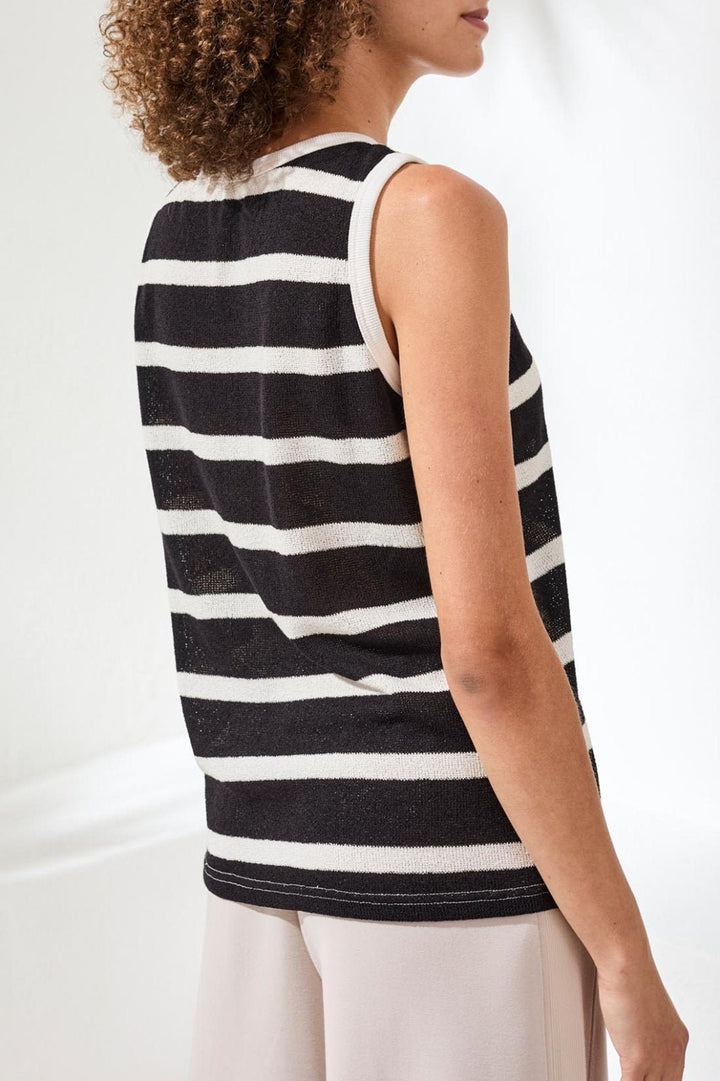 Sleeveless Stripe Sweater Knit Top from Tribal - High Call Outfitters