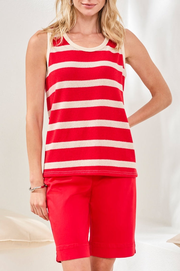 Sleeveless Stripe Sweater Knit Top from Tribal - High Call Outfitters