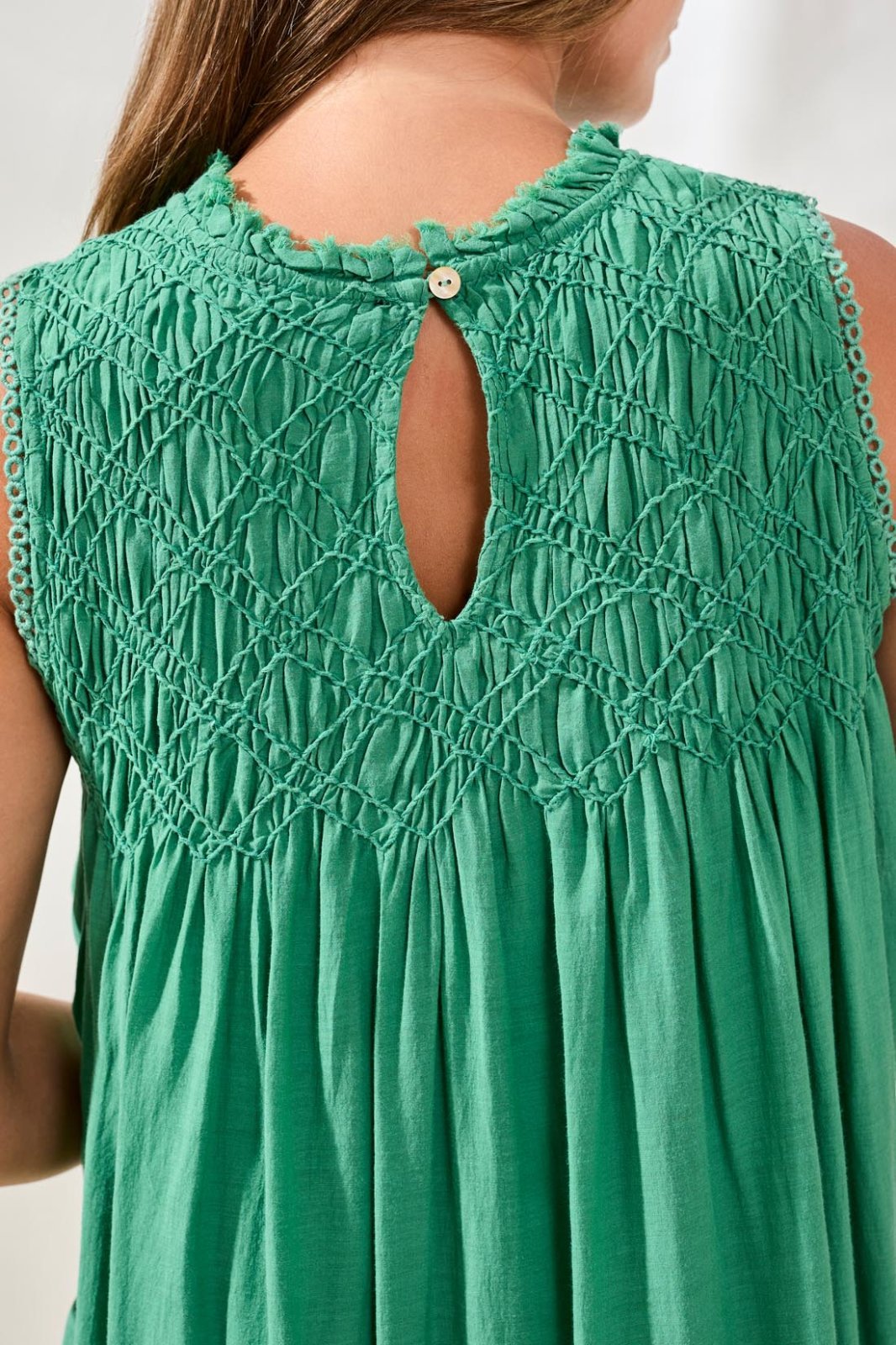 Textured Poplin Crewneck Sleeveless Dress from Tribal - High Call Outfitters