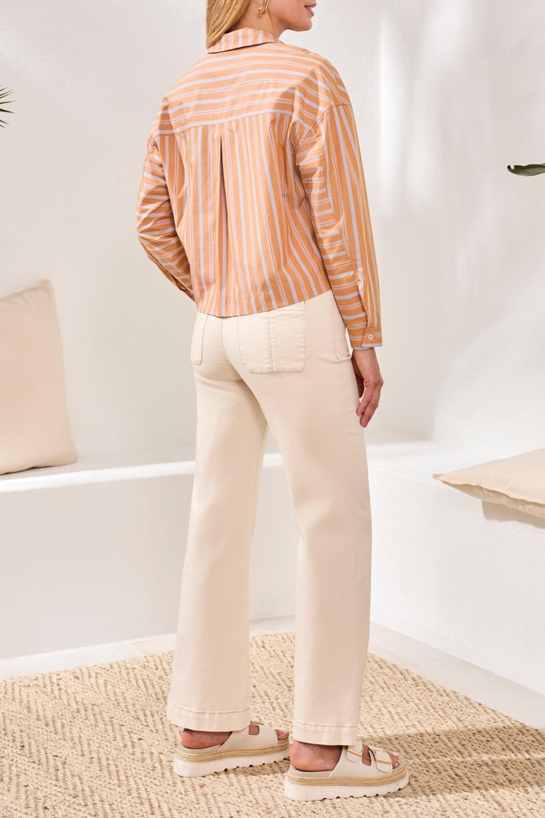 Popover Drop Shoulder Stripe Blouse from Tribal - High Call Outfitters