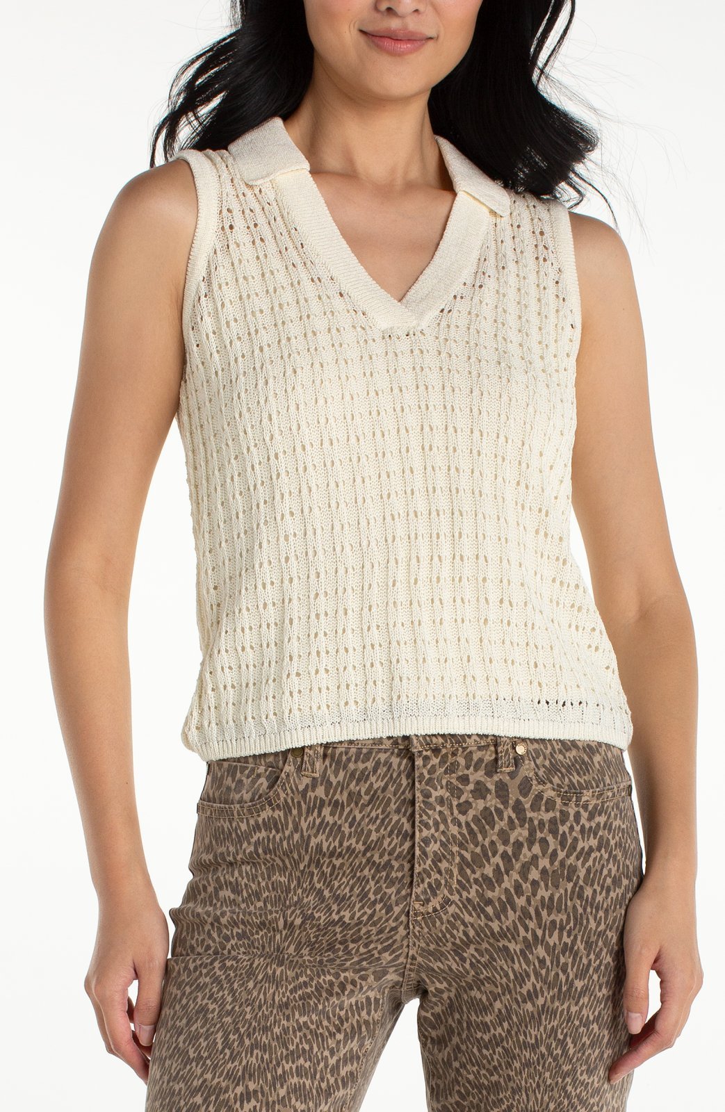 Sleeveless Johnny Collar Sweater from Liverpool - High Call Outfitters