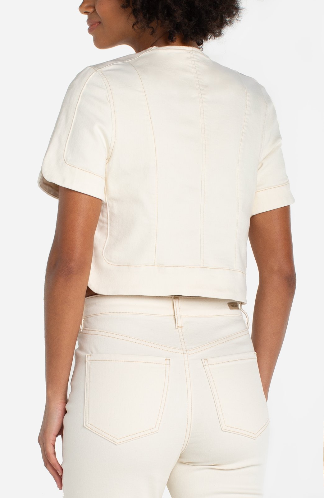 Collarless Short Sleeve Cropped Jacket from Liverpool - High Call Outfitters