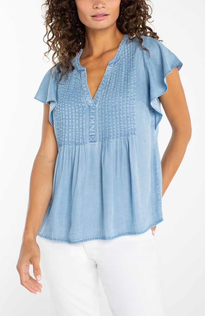 Flutter Sleeve Popover Woven Blouse from Liverpool
