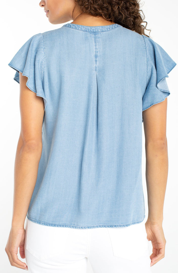 Flutter Sleeve Popover Woven Blouse from Liverpool