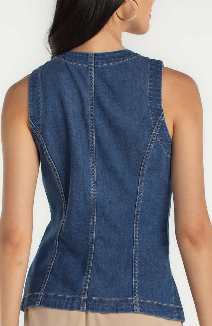 Split Front Denim Vest from Liverpool