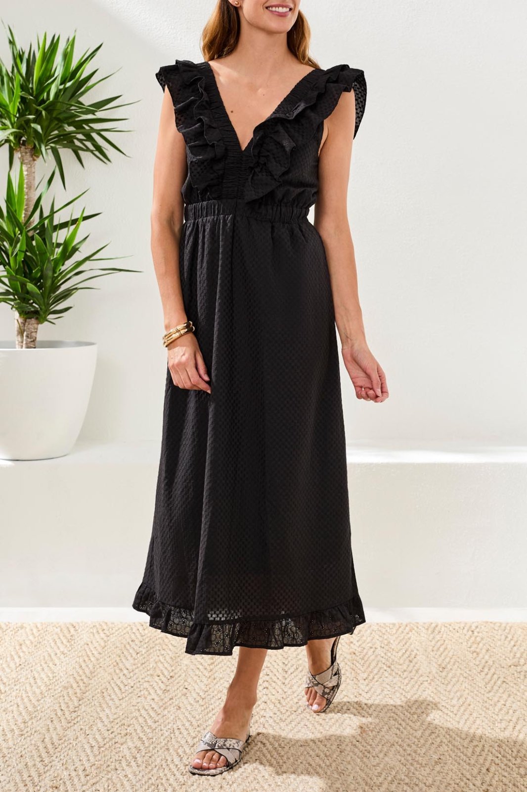 Maxi Dress with Frill Details &amp; Back Cut Out from Tribal - High Call Outfitters