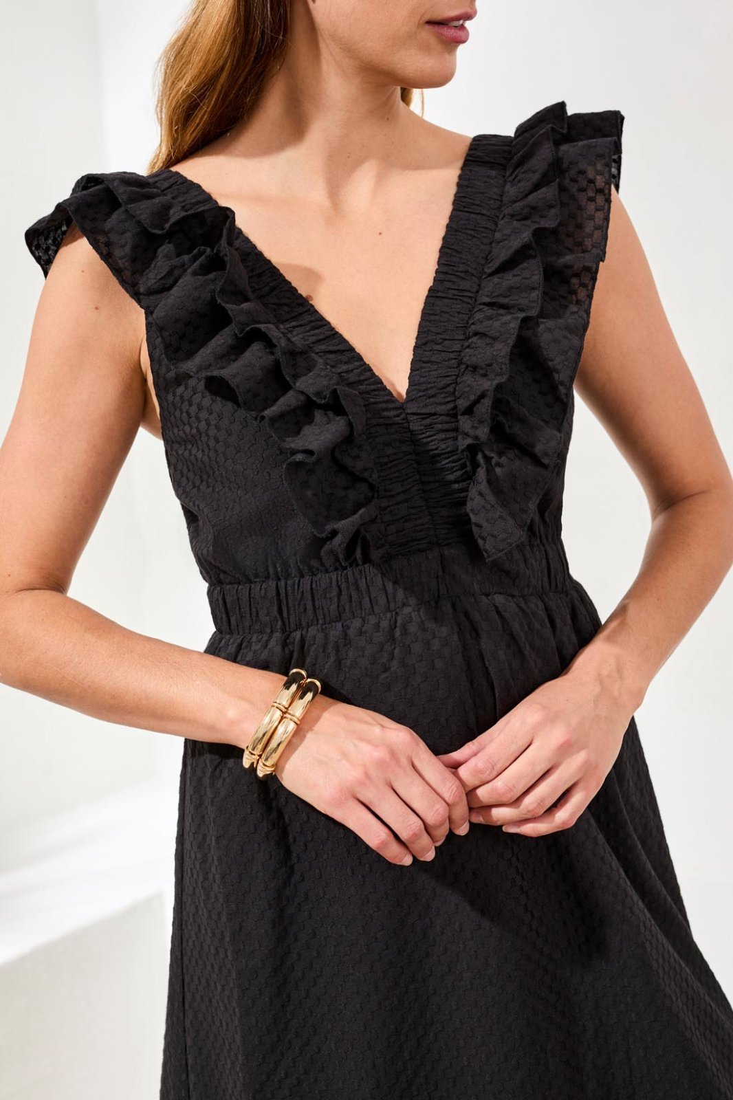 Maxi Dress with Frill Details &amp; Back Cut Out from Tribal - High Call Outfitters