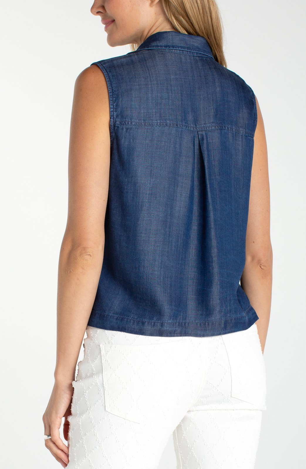 Sleeveless Button Top with Pockets from Liverpool - High Call Outfitters