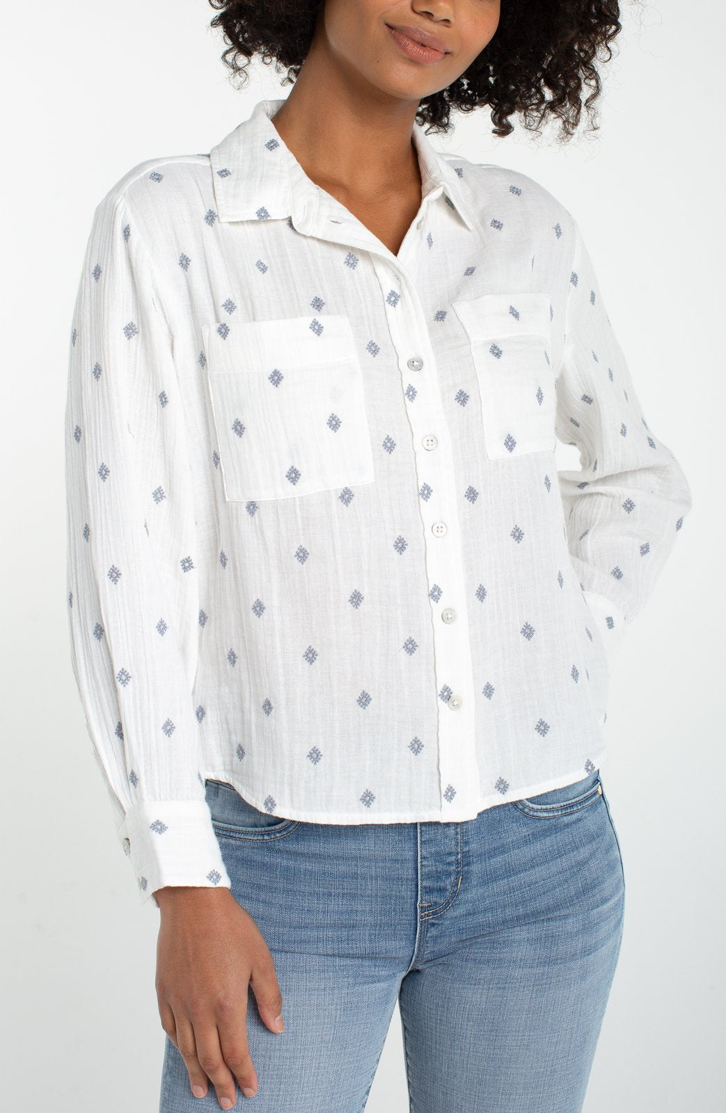 Button Front Shirt with High Low Hem from Liverpool - High Call Outfitters