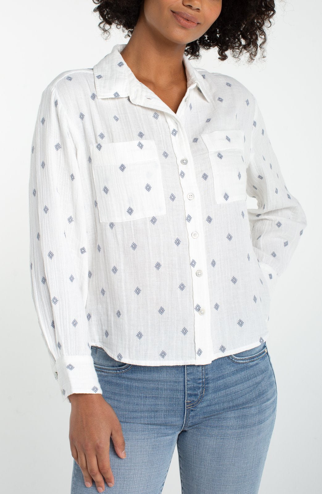Button Front Shirt with High Low Hem from Liverpool - High Call Outfitters
