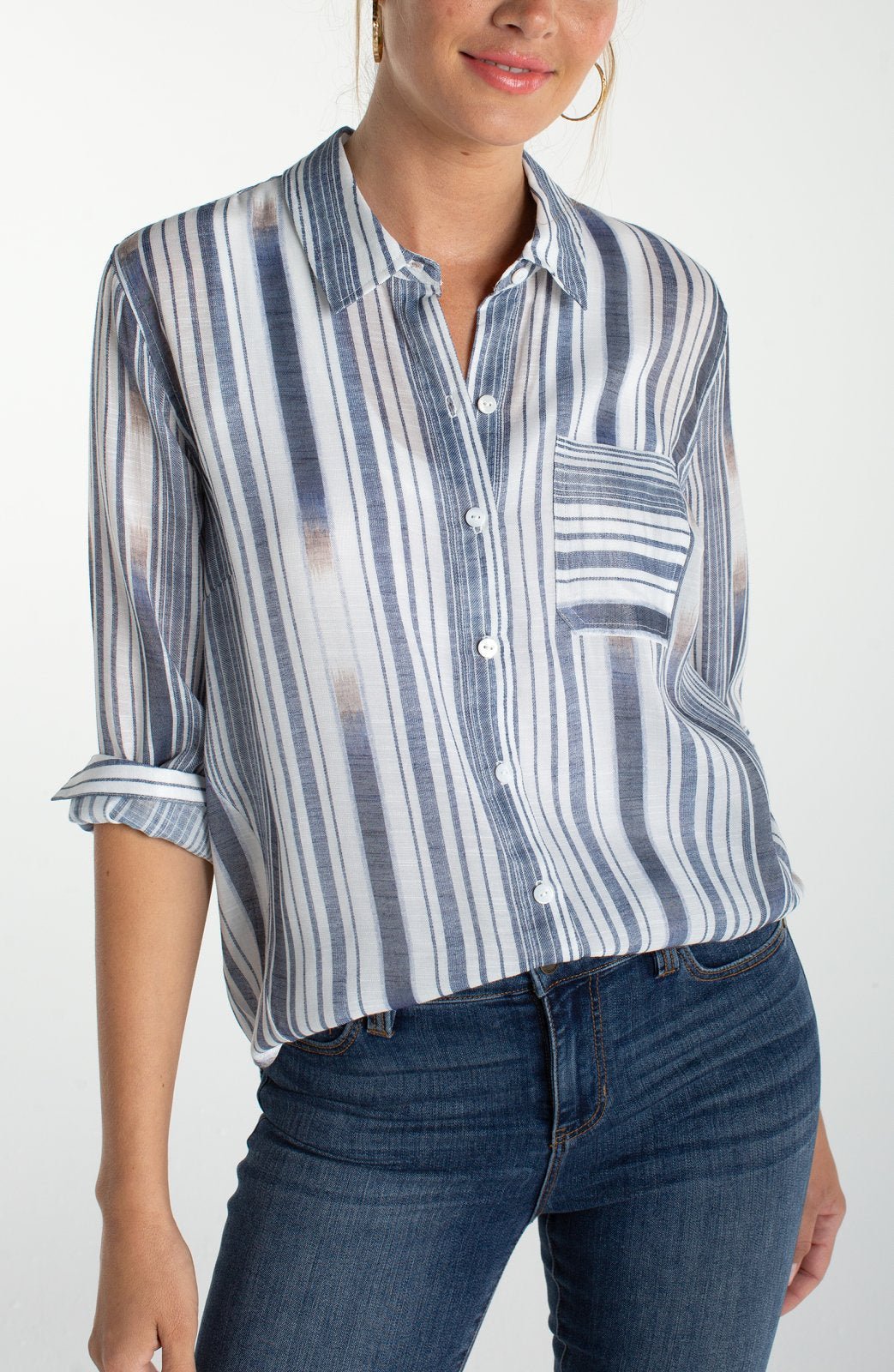 Ombre Stripe Button Front Shirt from Liverpool - High Call Outfitters