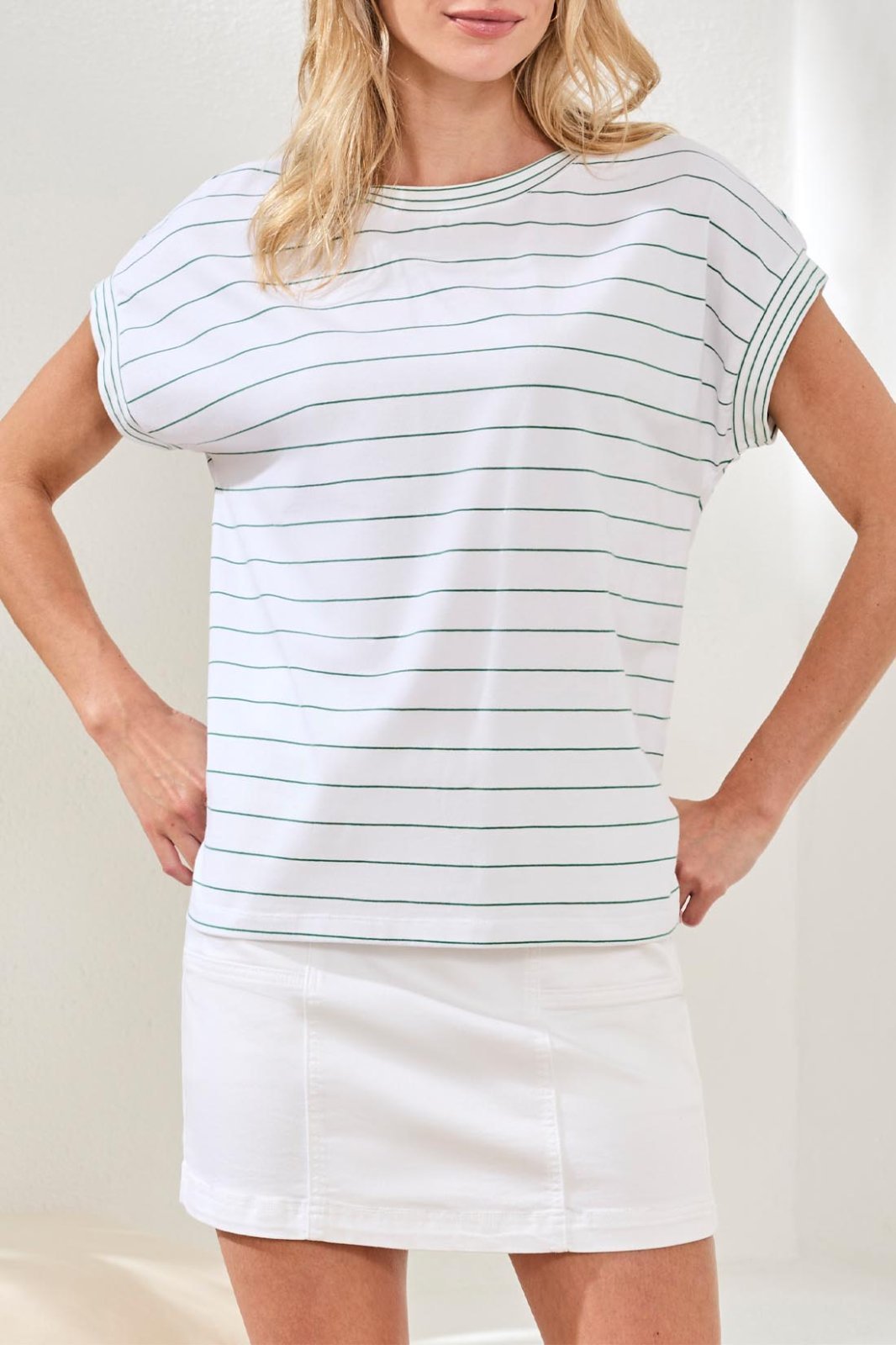 Cap Sleeve Stripe Top from Tribal - High Call Outfitters
