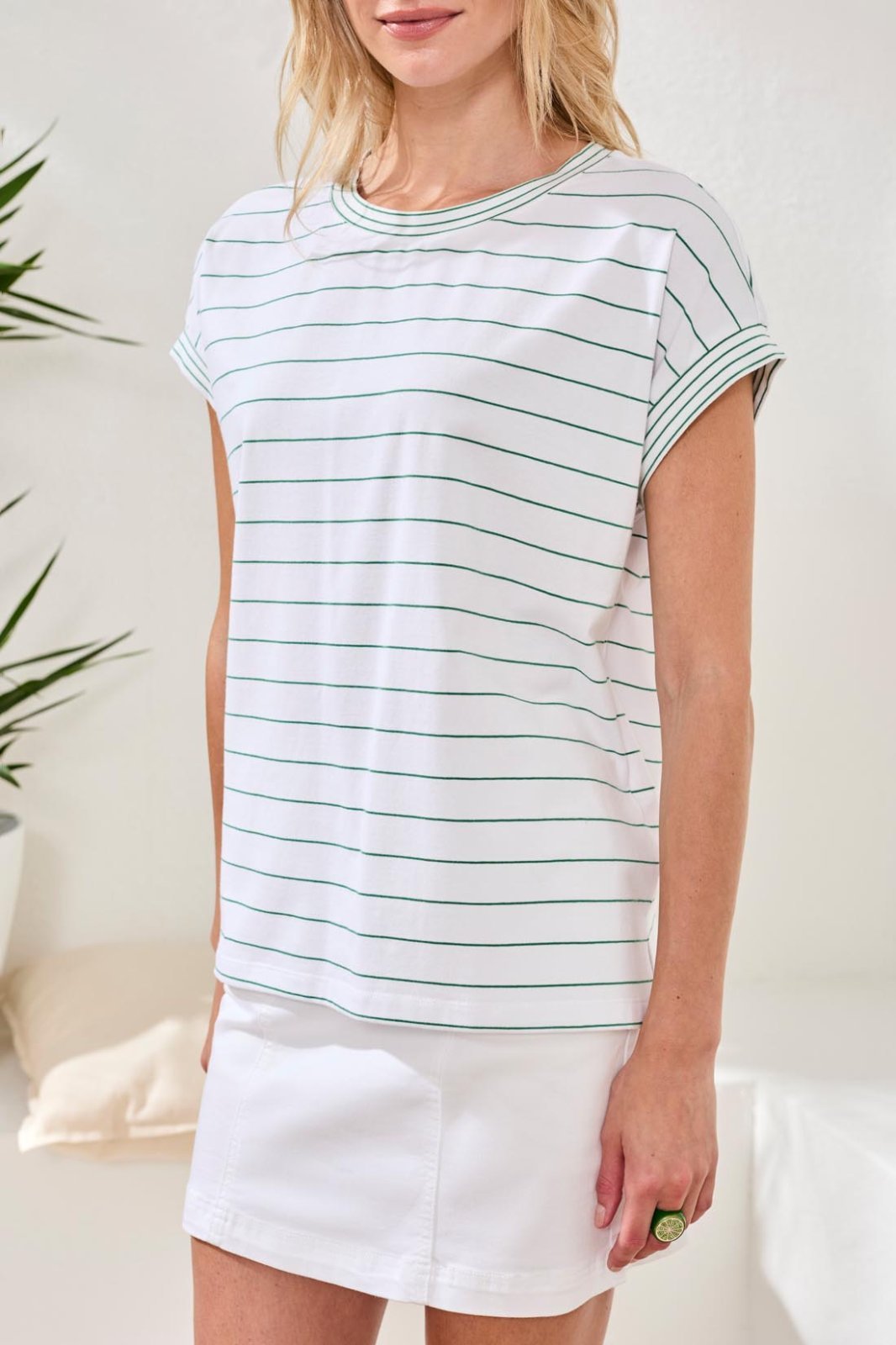 Cap Sleeve Stripe Top from Tribal - High Call Outfitters