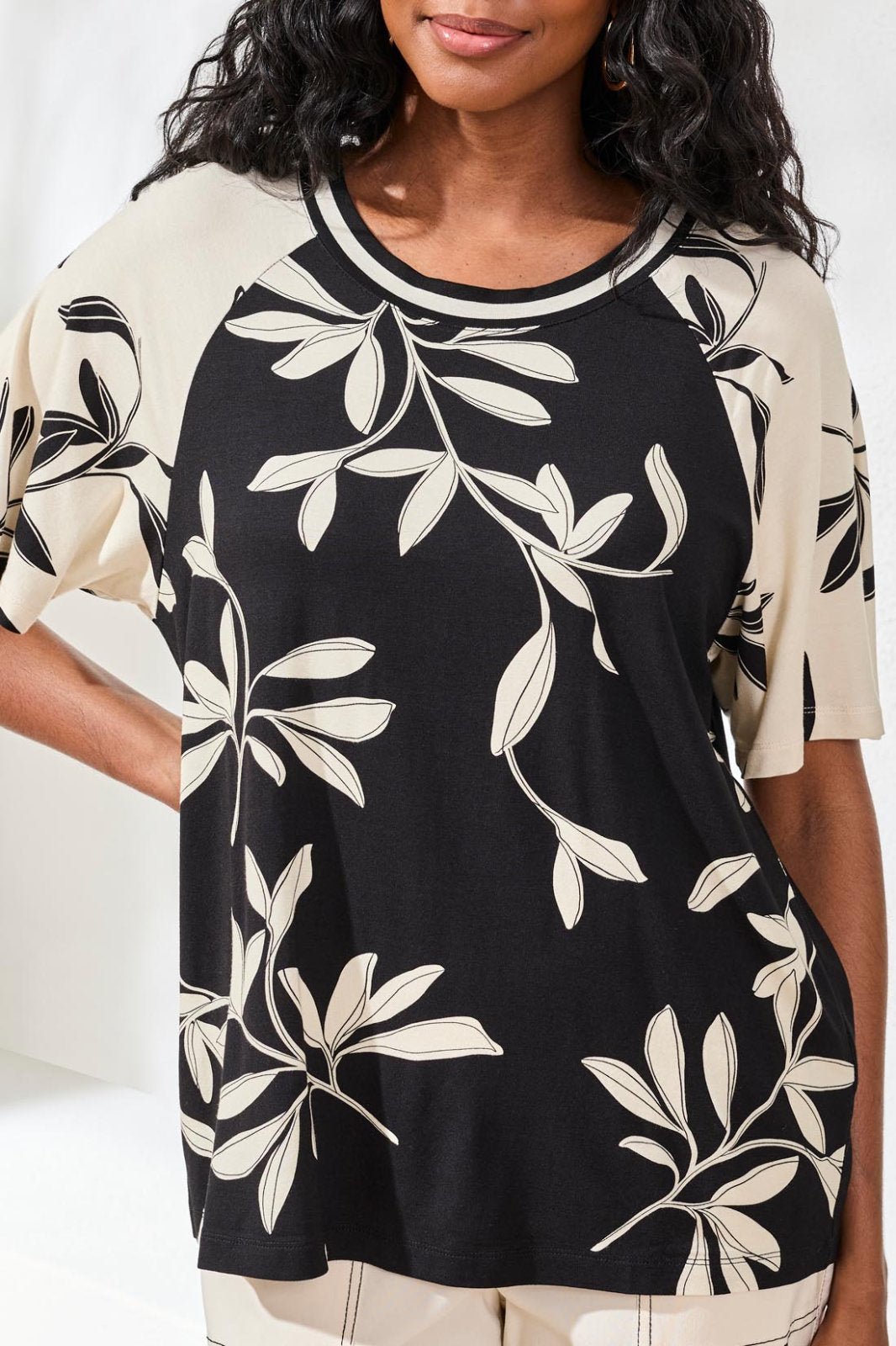 Flutter Sleeve Combo Print Top from Tribal - High Call Outfitters