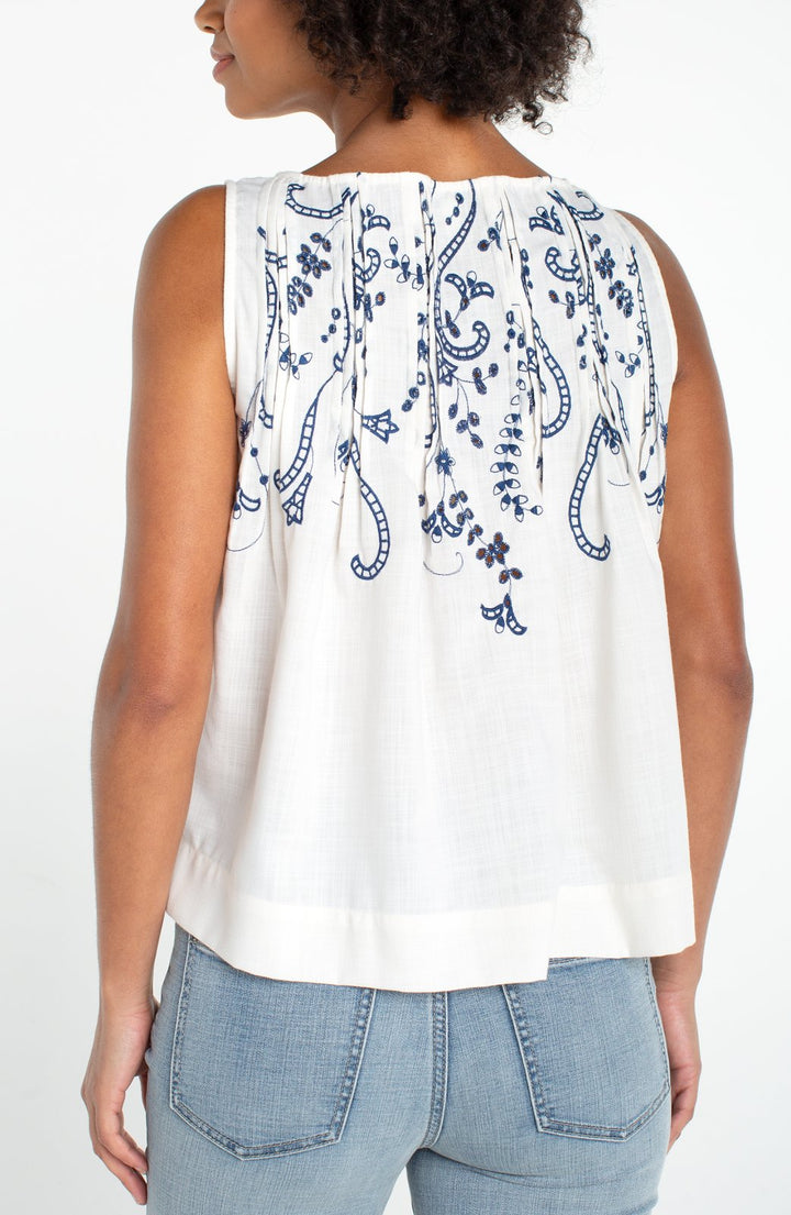 Embroidered Sleeveless Pleated Top from Liverpool