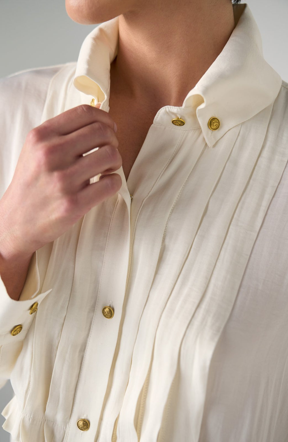 Long Sleeve Tuxedo Woven Top from Liverpool - High Call Outfitters