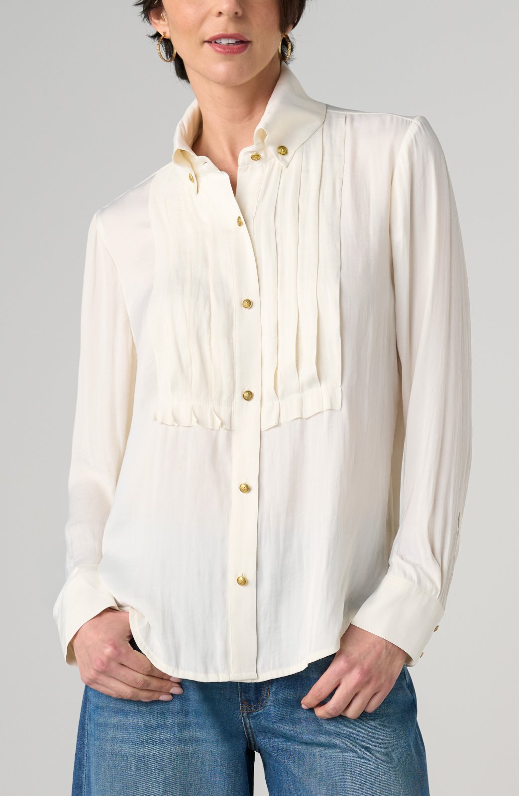 Long Sleeve Tuxedo Woven Top from Liverpool