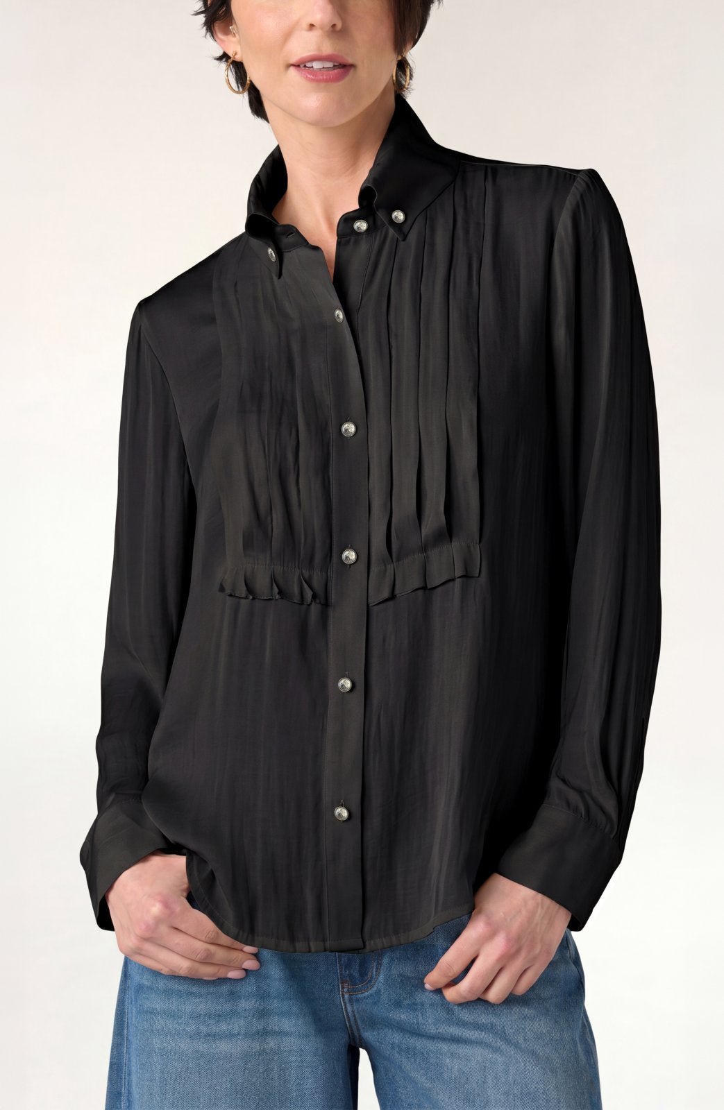 Long Sleeve Tuxedo Woven Top from Liverpool - High Call Outfitters