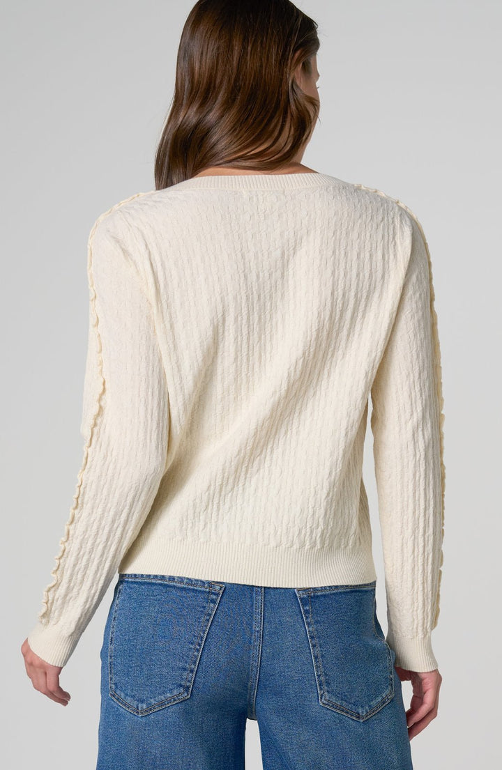 Long Sleeve Button Front Sweater with Ruffles from Liverpool - High Call Outfitters