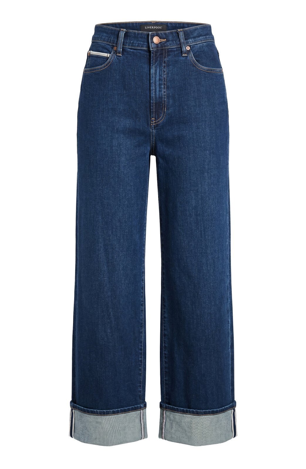 Selvedge Morgan Hi Rise Cuffed Wide Leg Denim from Liverpool - High Call Outfitters