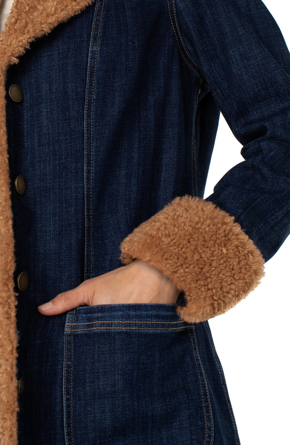 Sherpa Trimmed Notch Collar Jacket from Liverpool - High Call Outfitters