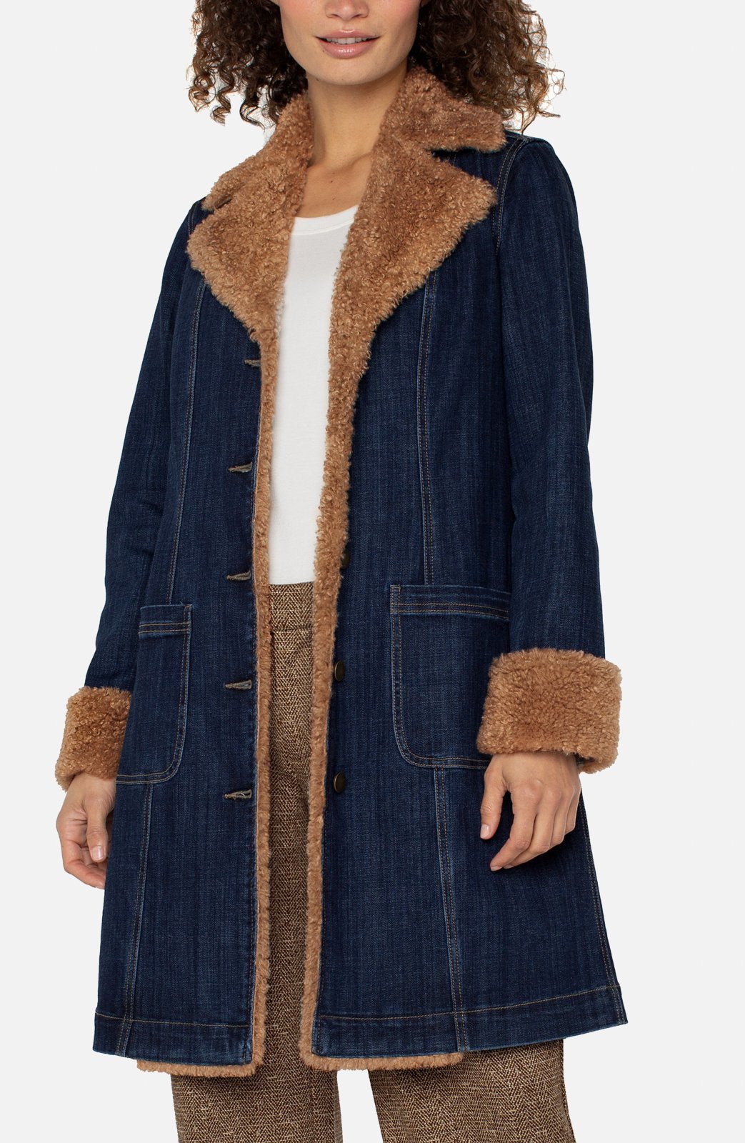 Sherpa Trimmed Notch Collar Jacket from Liverpool - High Call Outfitters
