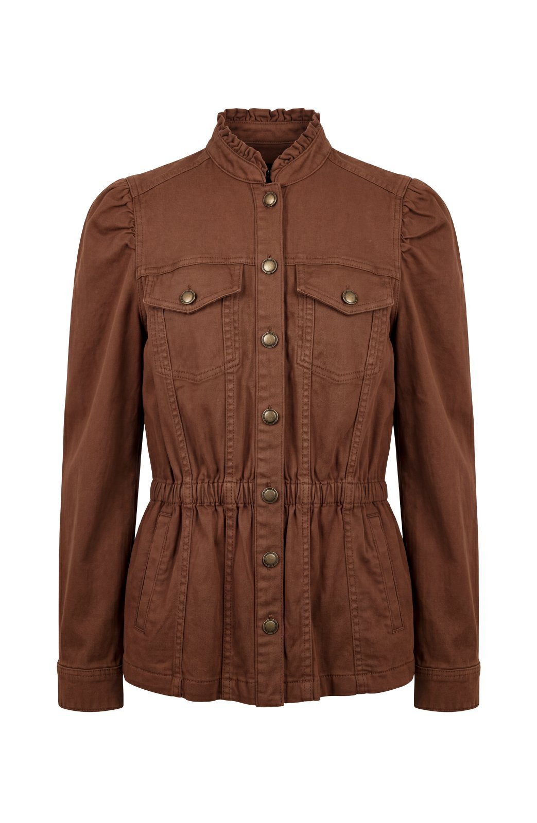 Puff Sleeve Trucker Jacket with Ruffle Collar from Liverpool - High Call Outfitters