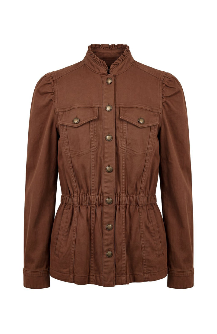 Puff Sleeve Trucker Jacket with Ruffle Collar from Liverpool - High Call Outfitters