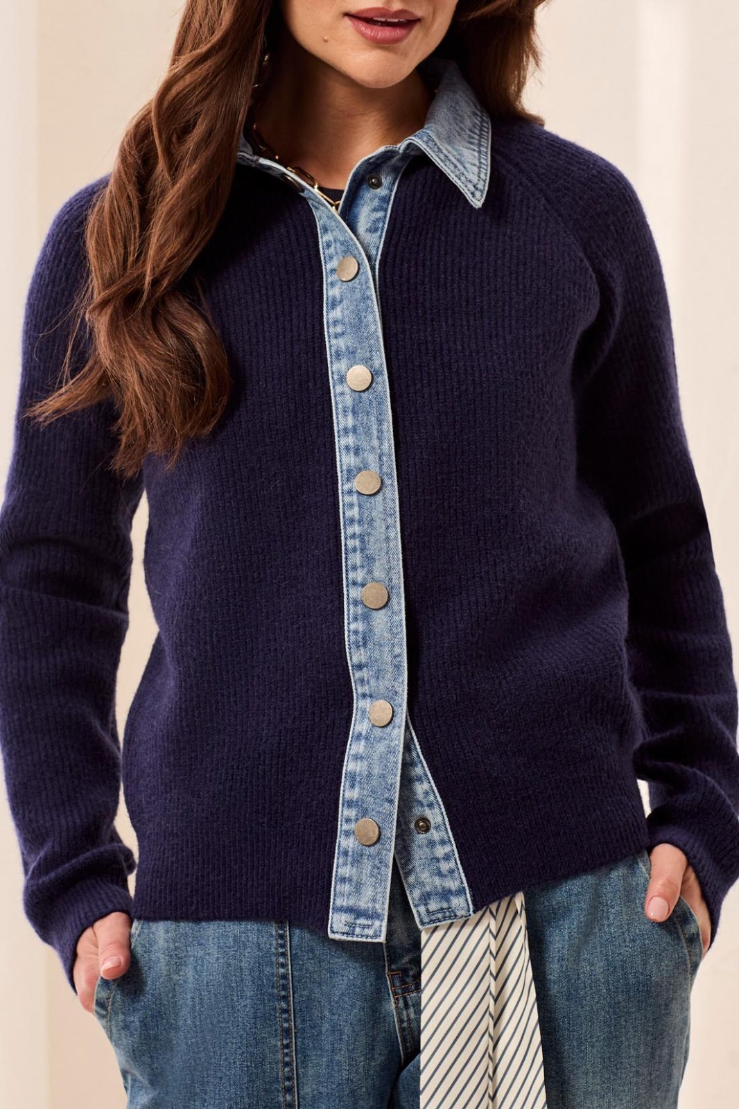 Mixed Media Sweater Cardigan from Tribal - High Call Outfitters
