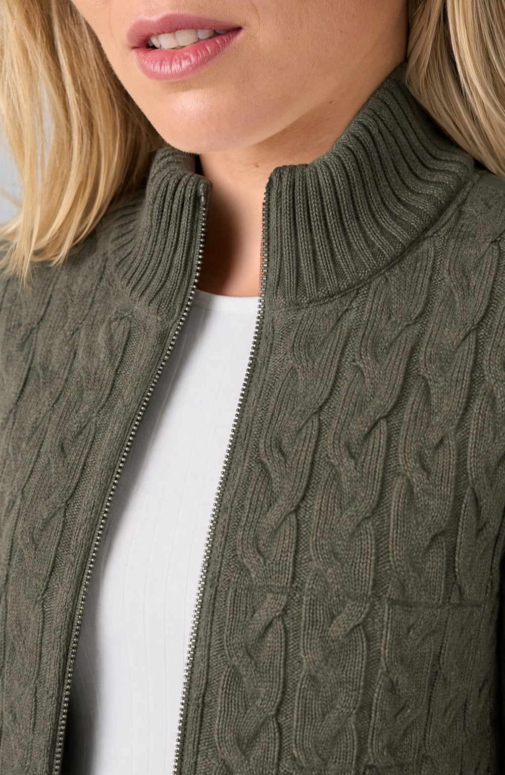 Long Sleeve Zip Front Quilted Sweater Jacket from Liverpool - High Call Outfitters