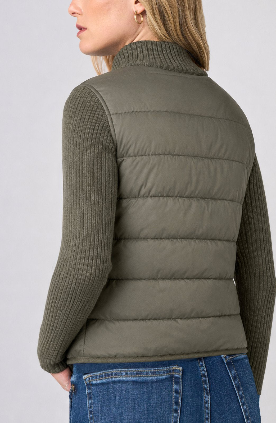 Long Sleeve Zip Front Quilted Sweater Jacket from Liverpool - High Call Outfitters