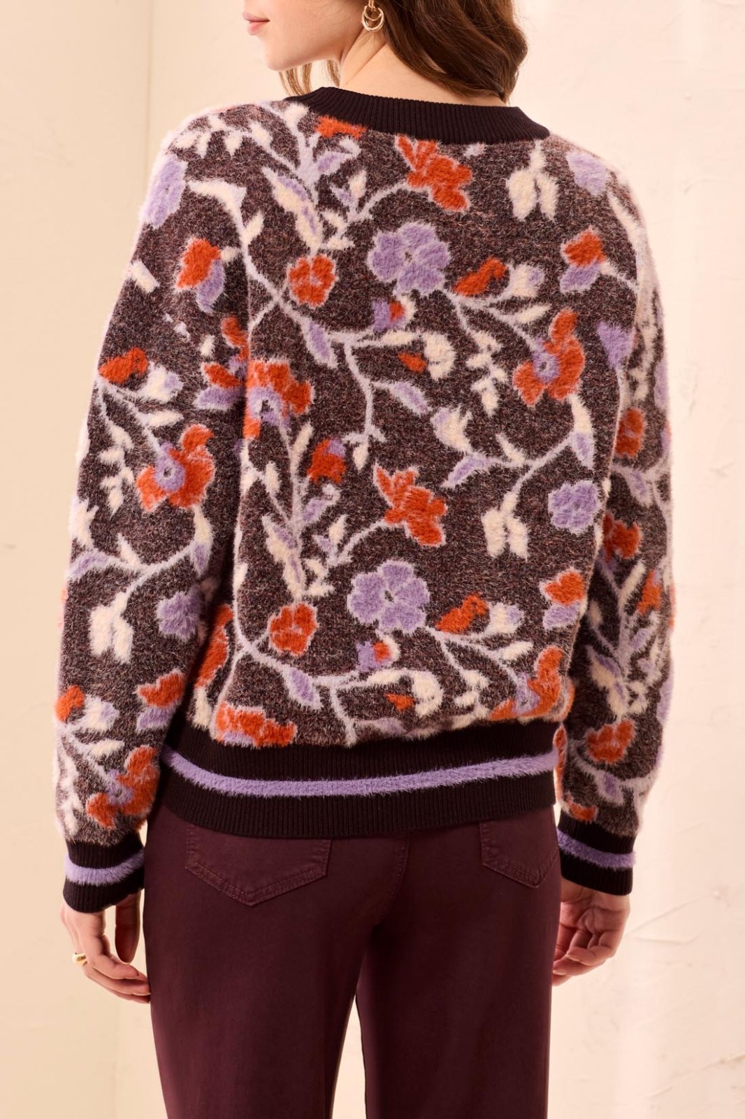 Long Sleeve Funnel Neck Floral Sweater from Tribal