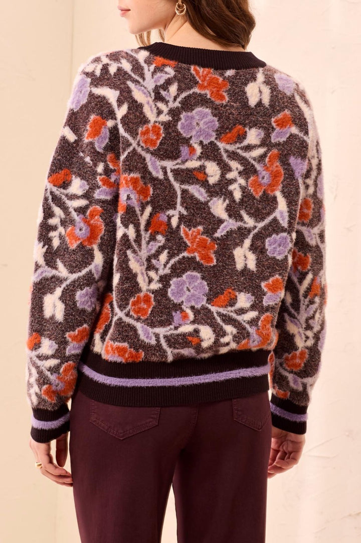 Long Sleeve Funnel Neck Floral Sweater from Tribal