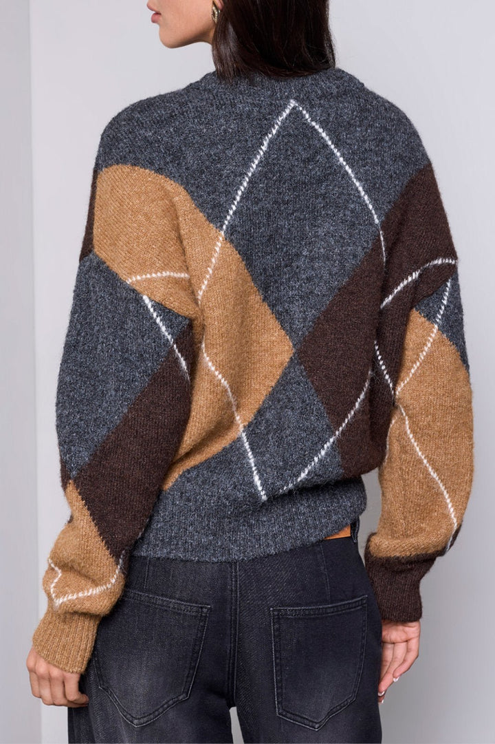Lofty Argyle Sweater Cardigan from Tribal