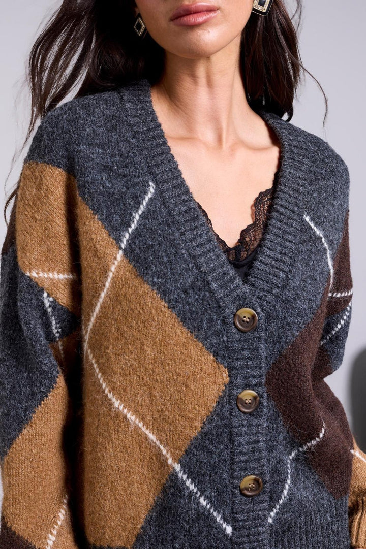 Lofty Argyle Sweater Cardigan from Tribal