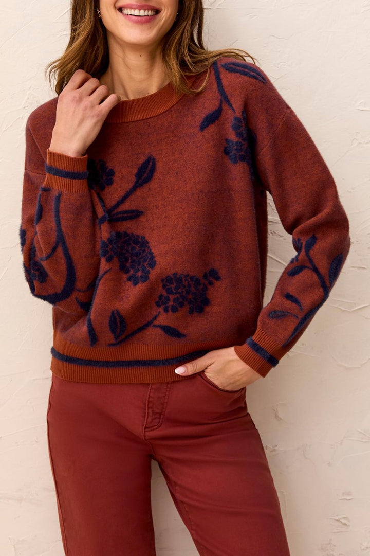 Long Sleeve Funnel Neck Floral Sweater from Tribal