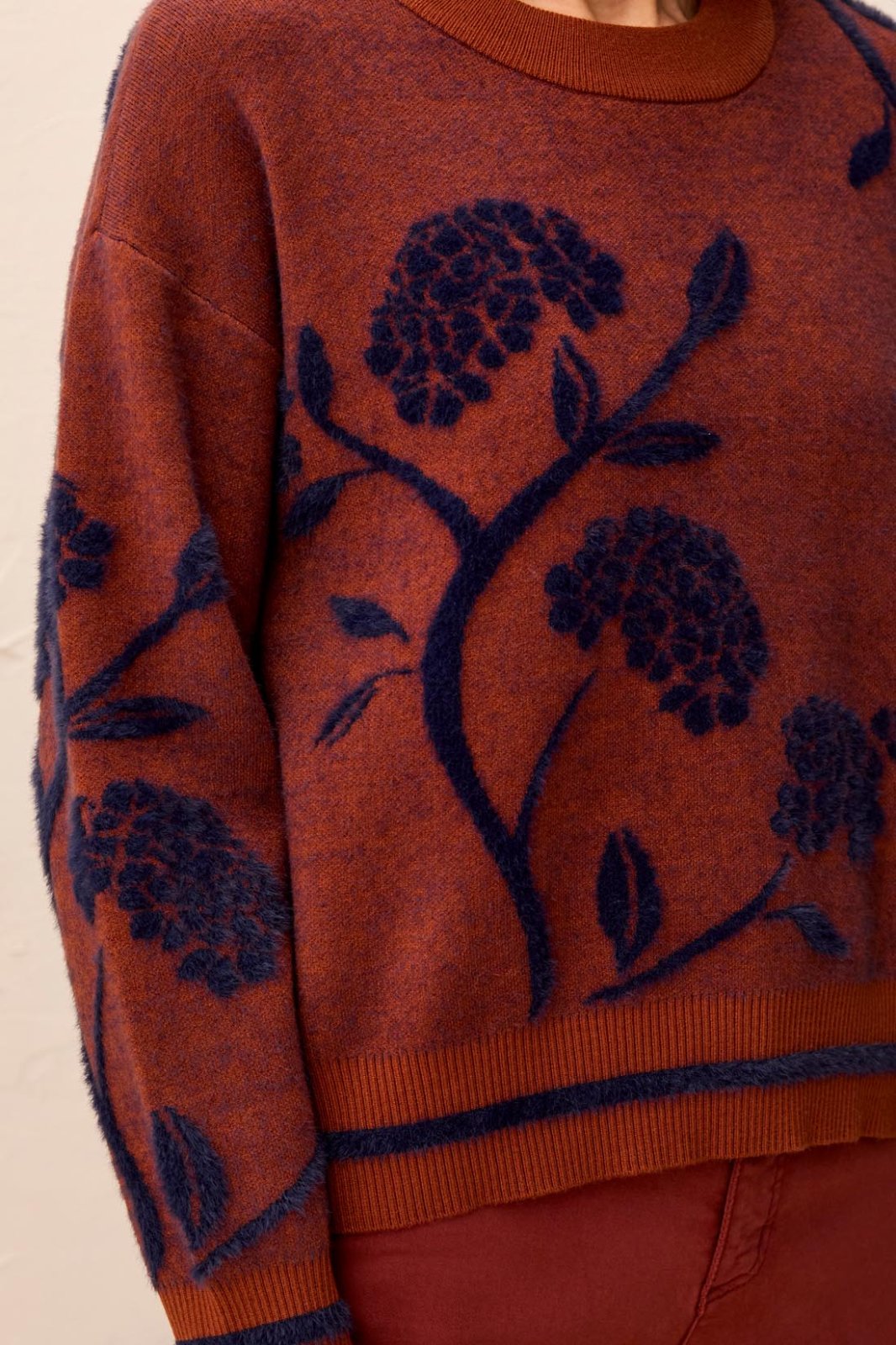 Long Sleeve Funnel Neck Floral Sweater from Tribal