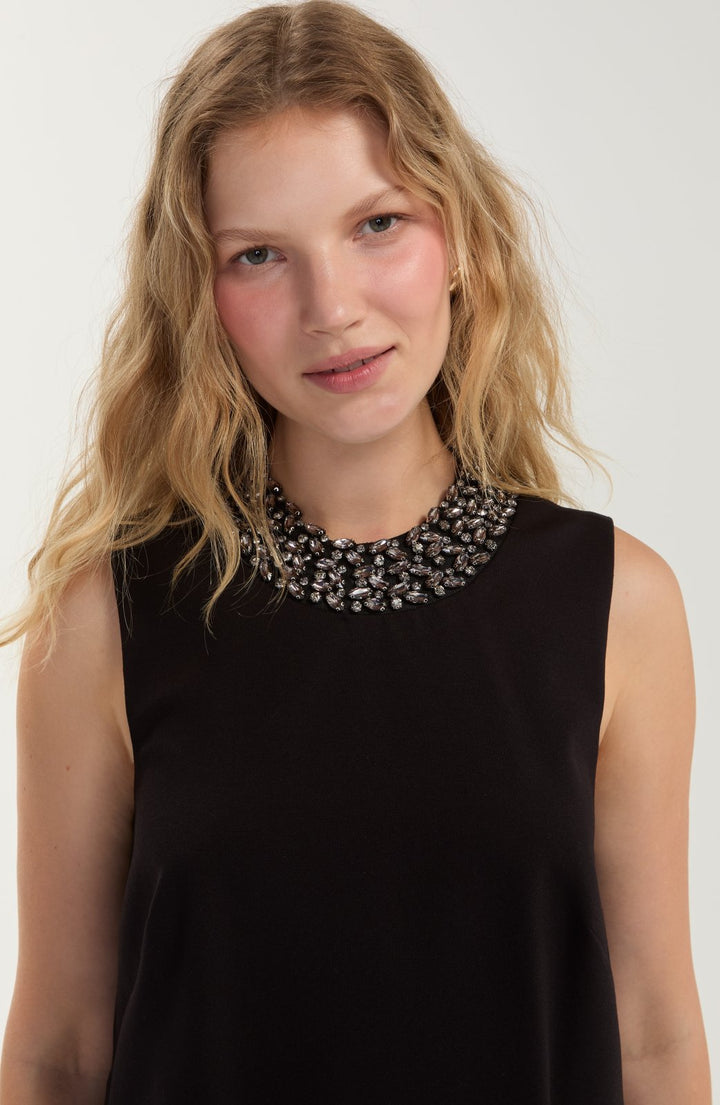 Sleeveless Dress with Embellished Neckline from Liverpool