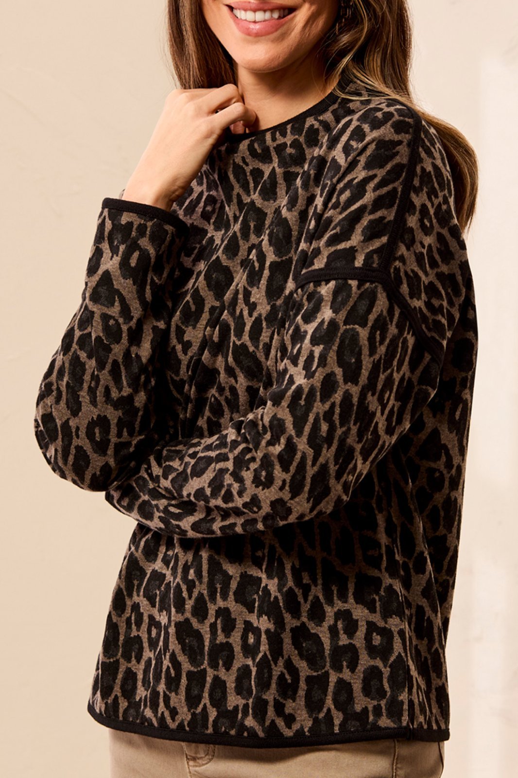 Leopard Print Mock Neck Top from Tribal
