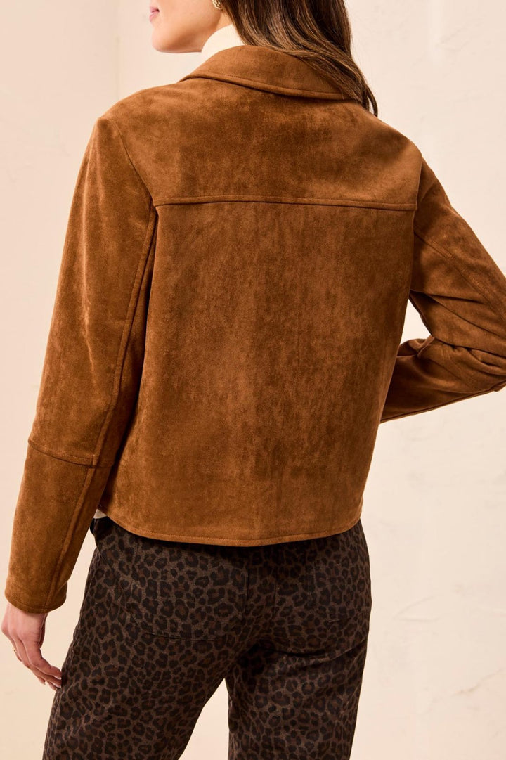 Faux Suede Button Front Jacket from Tribal