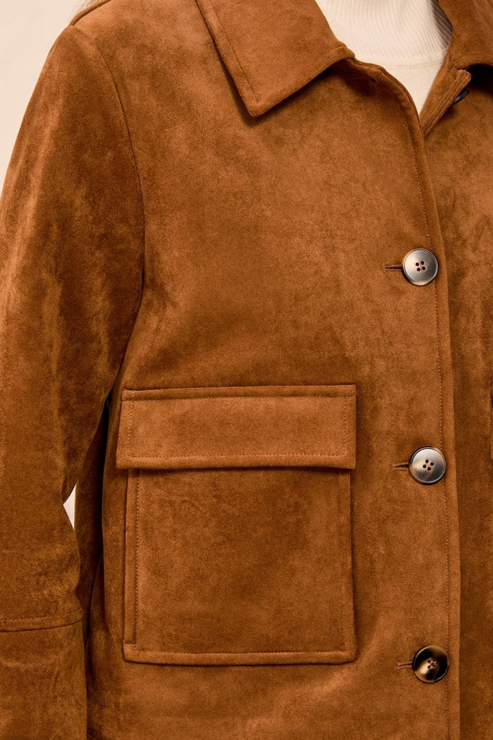 Faux Suede Button Front Jacket from Tribal
