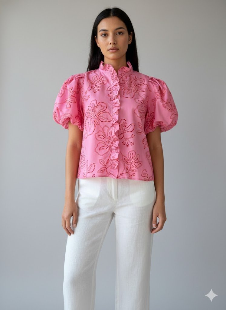 Puff Sleeve Printed Top - High Call Outfitters