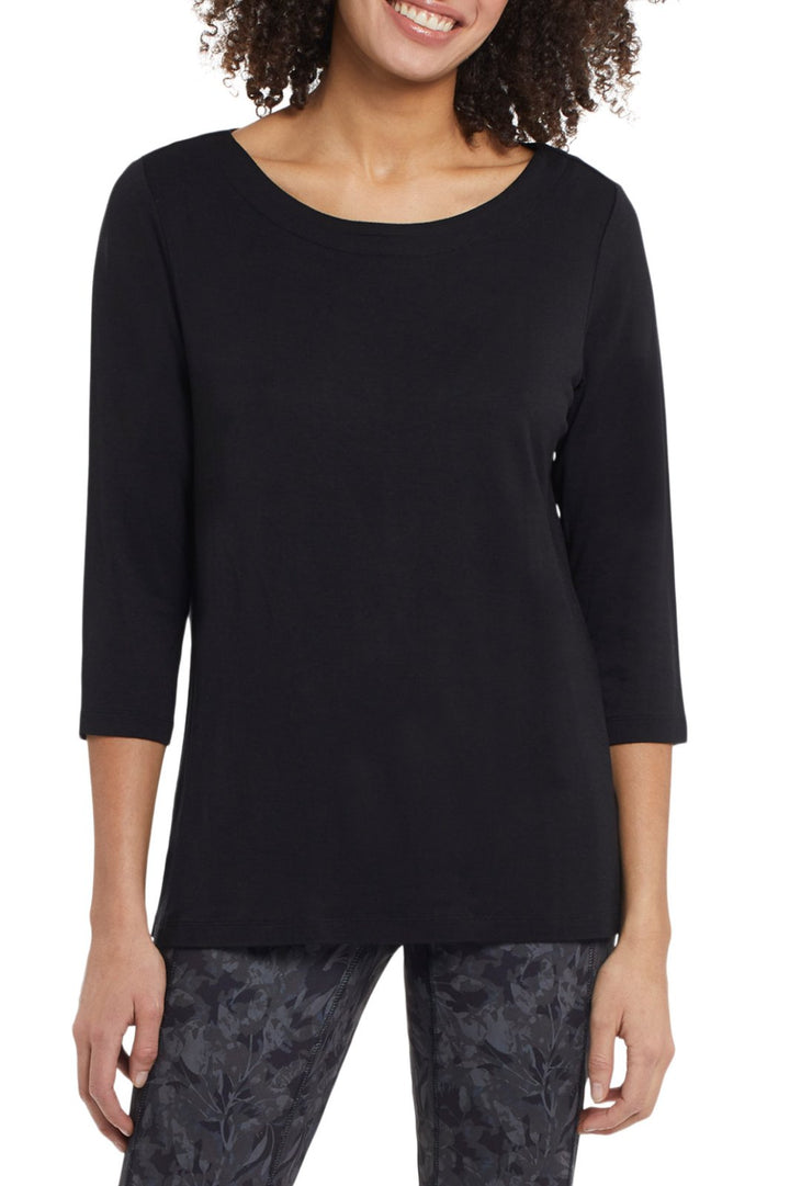 3/4 Sleeve Boatneck Knit Top from Tribal