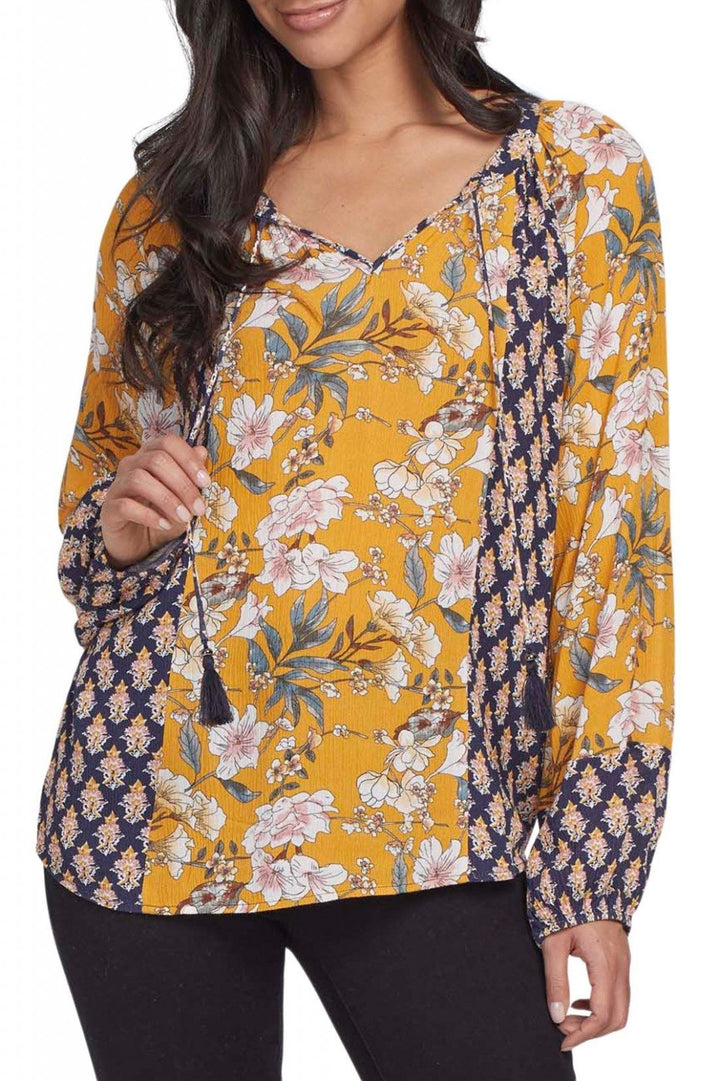 Raglan Mixed Print Blouse from Tribal - High Call Outfitters