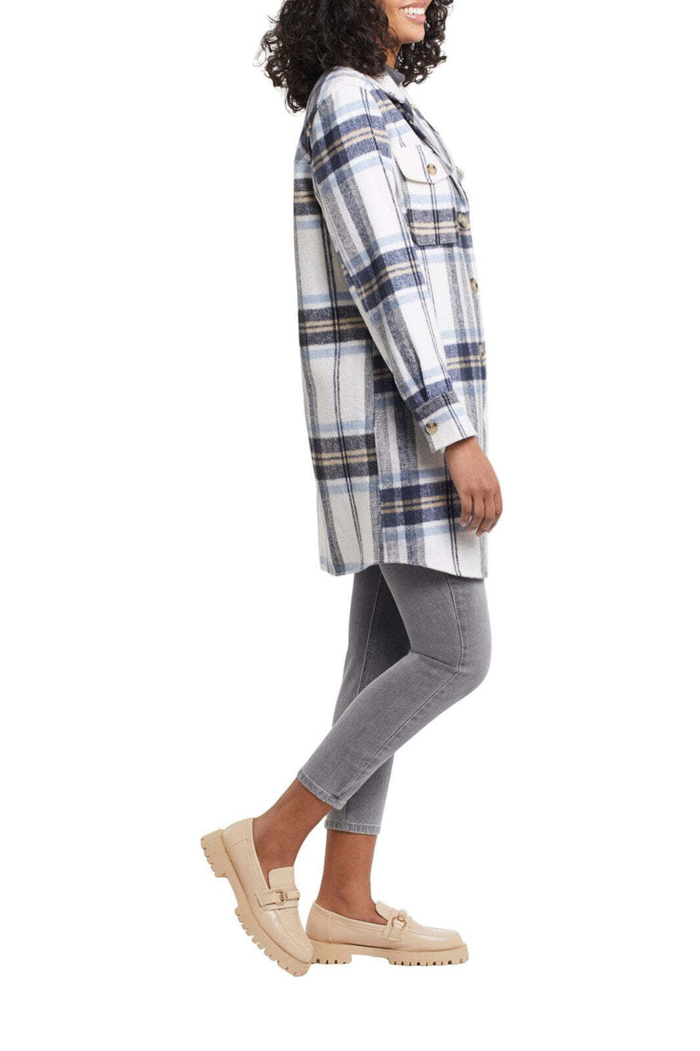 Long Plaid Shacket from Tribal - High Call Outfitters