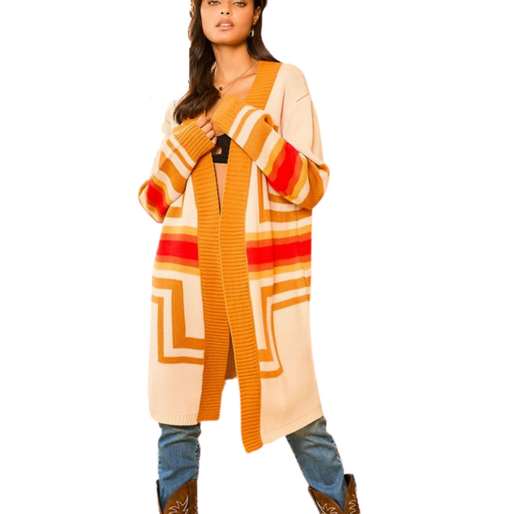 Aztec Open Long Cardigan